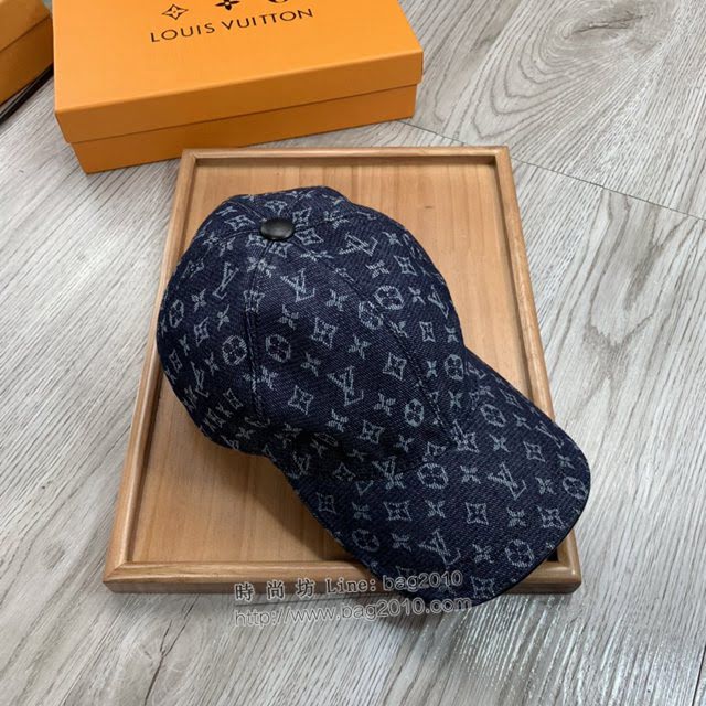 LV男女同款帽子 路易威登水洗做舊牛仔小字棒球帽鴨舌帽  mm1760